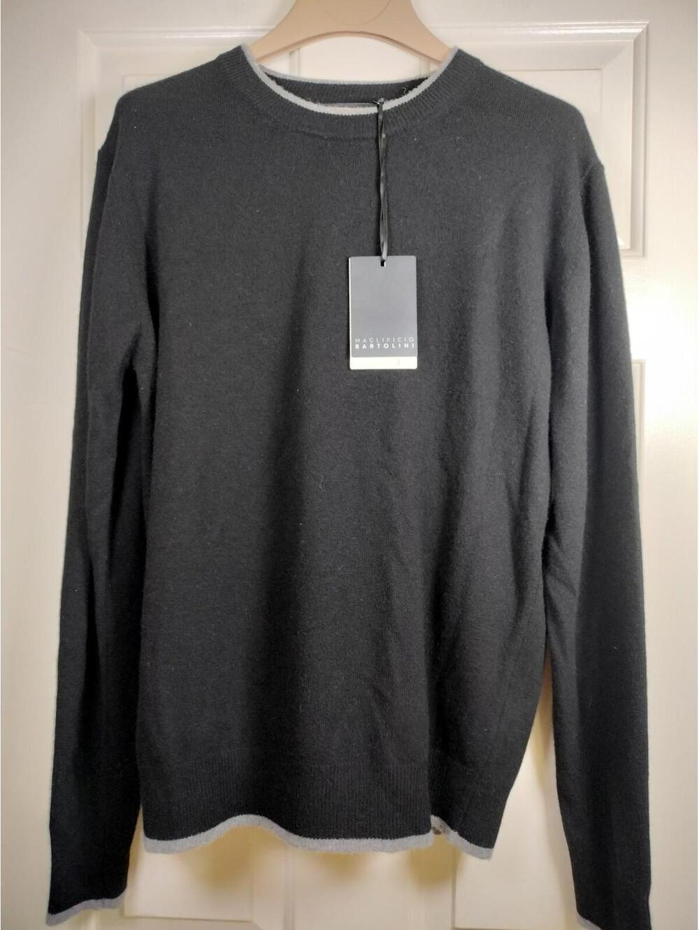 NWT Maglificio Bartolini Italy Cashmere‎ Blend Sweater Men’s Large Black Grey
